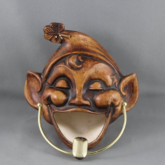 Vintage Ceramic Ashtray - Smiling Elf Face by Treasure Craft - Picture 1 of 7